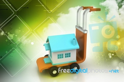 Trolley With House Stock Image