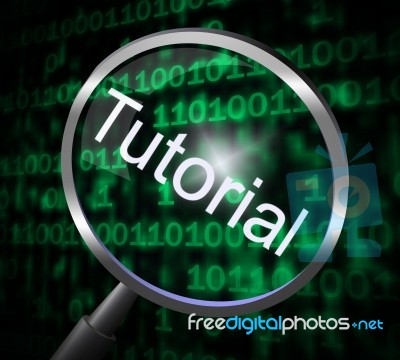 Tutorial Magnifier Represents Online Tutorials And Development Stock Image