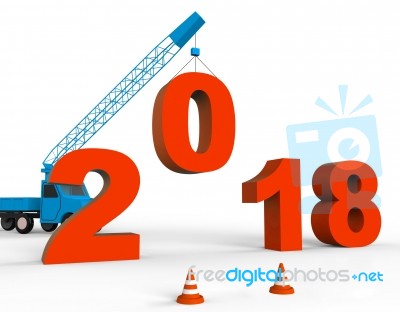 Twenty Eighteen Means Happy New Year And Building 3d Rendering Stock Image