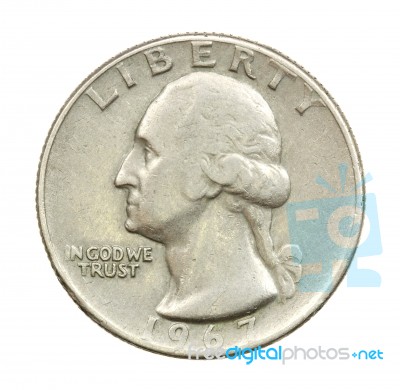 Twenty Five Cent American Coin Stock Photo