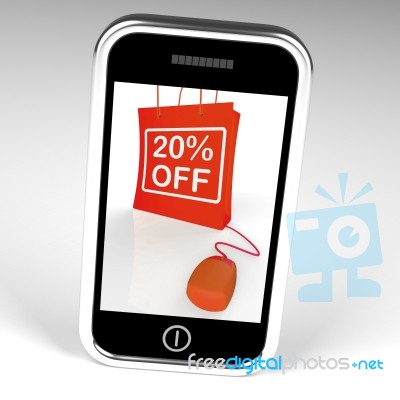 Twenty Percent Off Bag Displays Online 20 Sales And Discounts Stock Image