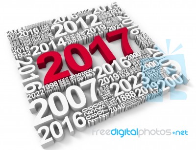 Twenty Seventeen Shows Happy New Year And Annual 3d Rendering Stock Image