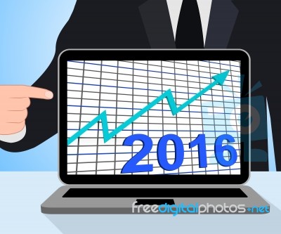 Twenty Sixteen Graph Chart Displays Increase In 2016 Stock Image