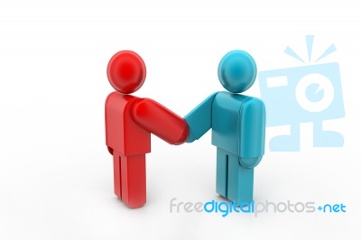 Two 3d People Are Shaking Hands Stock Image