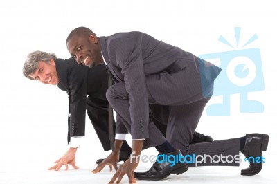 Two Businessmen On The Grid Stock Photo
