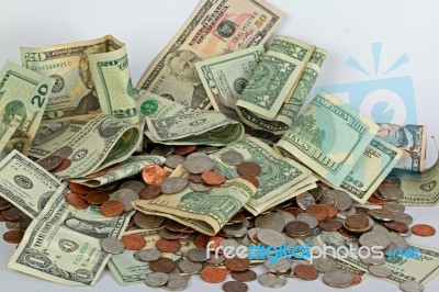United States Cash And Coins Stock Photo