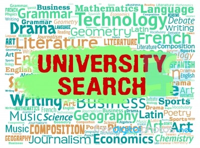 University Search Shows Educational Establishment And College Stock Image