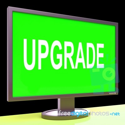 Upgrade Screen Means Improve Upgraded Or Update Stock Image