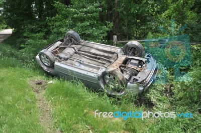 Upsidedown Vehicle Stock Photo