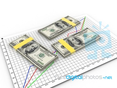Us Dollar On Financial Graph Stock Image