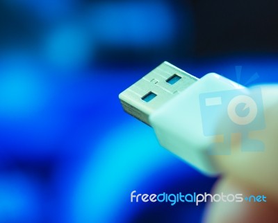 Usb Lead Indicates Computer Hardware And Cable Stock Photo