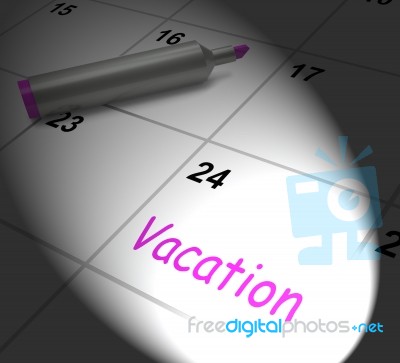 Vacation Calendar Displays Day Off Work Or Holiday Stock Image
