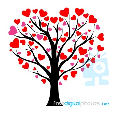 Valentine Tree With Love Heart Stock Image