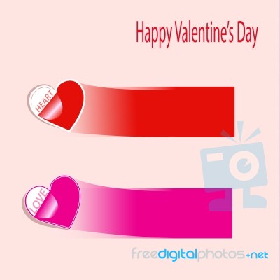 Valentine's Cards With Love Heart Banner Stock Image