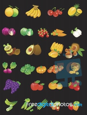 Variety Fruits And Vegetables Stock Image