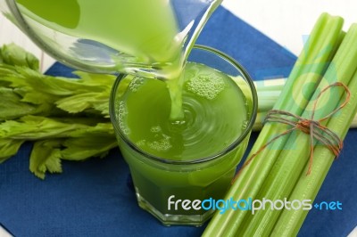 Vegetable Juice With Celery Stock Photo