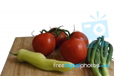 Vegetables On Wooden Board Stock Photo