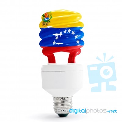 Venezuela Flag On Eco Lamp Stock Photo