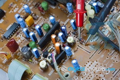 Verification Testing Of Electronic Boards Stock Photo