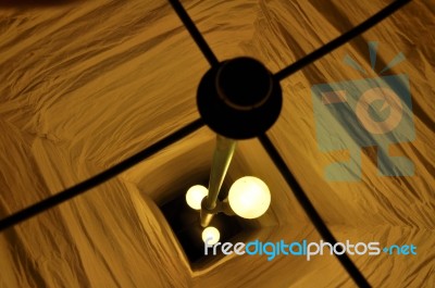 View Inside Chinese Paper Lamp Stock Photo