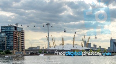 View Of The O2 Building And The London Cable Car Stock Photo