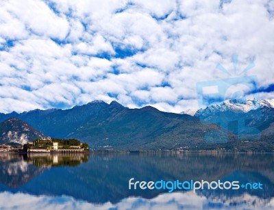 View Over Lake Maggiore And Alps Mountains Stock Photo