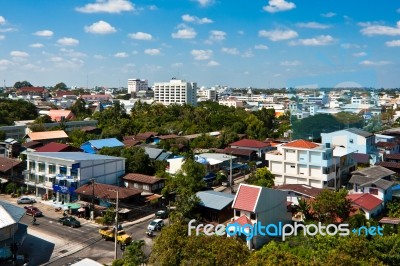 View Over The City Of Ubonratchathani Stock Photo