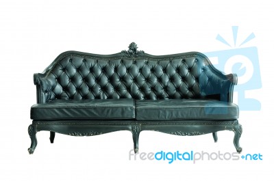 Vintage Black Sofa Isolated Stock Photo