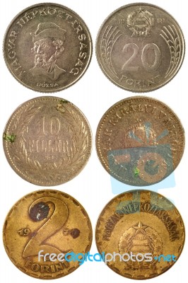 Vintage Rare Coins Of Hungary Stock Photo