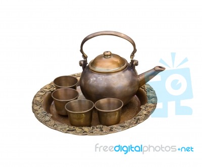 Vintage Tea Pot Set Stock Photo