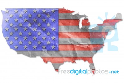 Vintage USA Flag On Map Stock Image