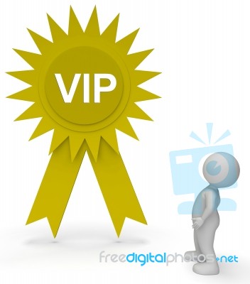 Vip Rosette Represents Very Important Person 3d Rendering Stock Image