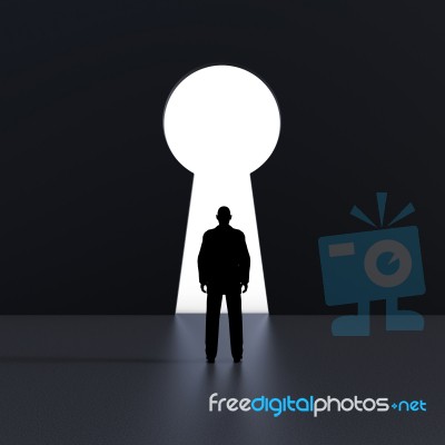 Vision Silhouettes Shows Key Hole And Protection Stock Image