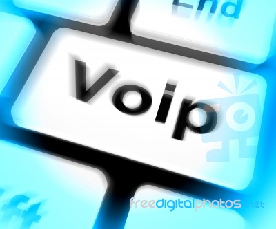 Voip Keyboard Means Voice Over Internet Protocol Or Broadband Te… Stock Image