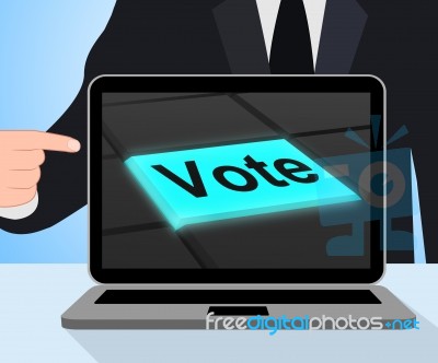 Vote Button Displays Options Voting Or Choice Stock Image