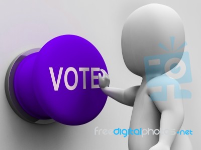 Vote Button Means Choosing Electing Or Poll Stock Image