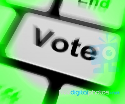 Vote Keyboard Shows Options Voting Or Choice Stock Image