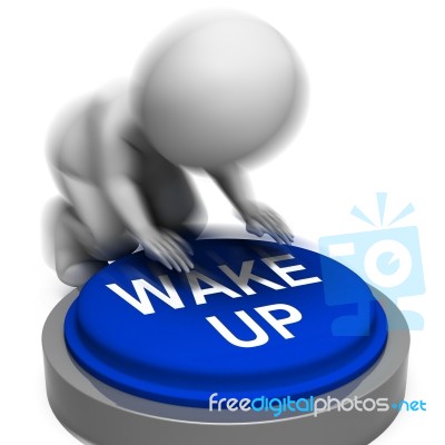 Wake Up Pressed Shows Alarm And Rising Stock Image