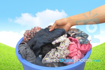 Washing Clothes Stock Photo