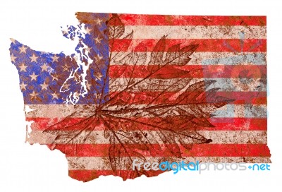 Washington State Map Flag Pattern Stock Image