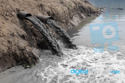 Water Pollution In River Stock Photo