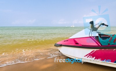 Water Scooters On The Beach Stock Photo