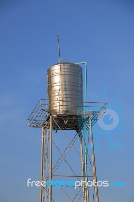 Water Steel Tank Tower Stock Photo