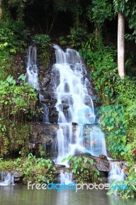 Waterfall From Small Hill Stock Photo