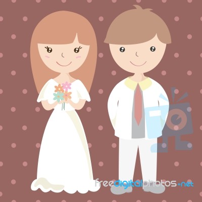 Wedding Couple Cartoon Illustration Stock Image
