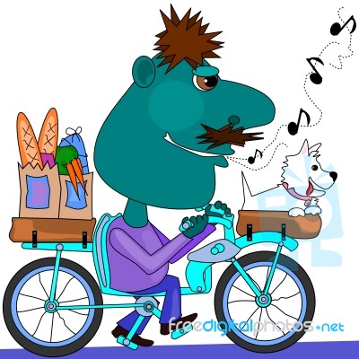Whistling Bicycle Rider Stock Image