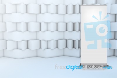White Abstract Wall With Roll Up Stock Image