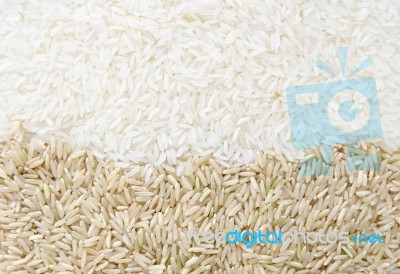 White And Brown Rice Background Stock Photo