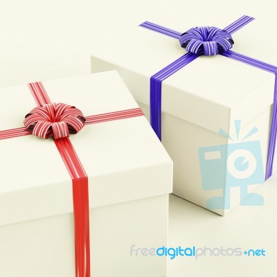 White Gift Boxes With Ribbon Stock Image