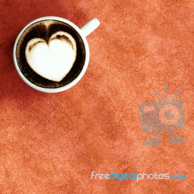White Heart In White Cup Coffee Stock Photo